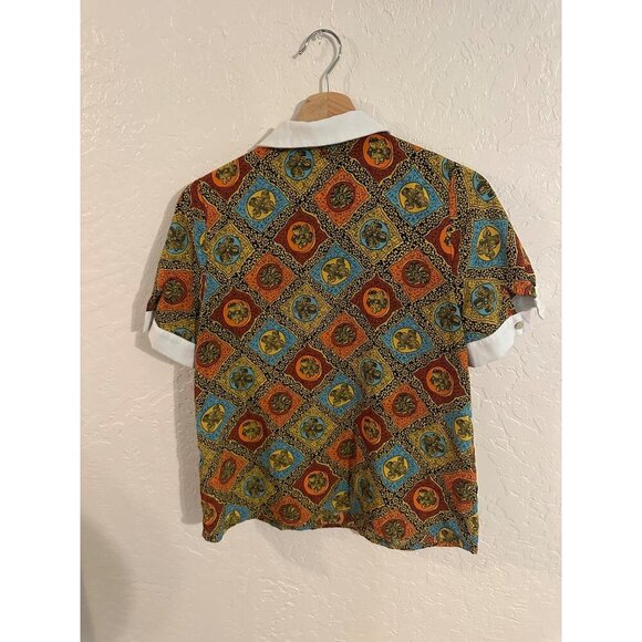 ModCloth Short Sleeved Antique Style Colorful Collared Top - Picture 10 of 10